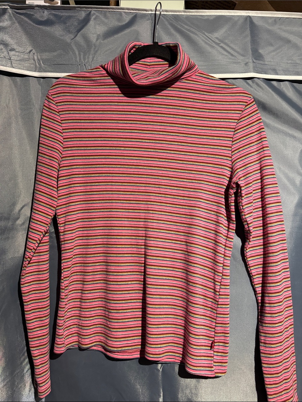 Levi's Pink Multi-Stripe Turtleneck Long Sleeve Top